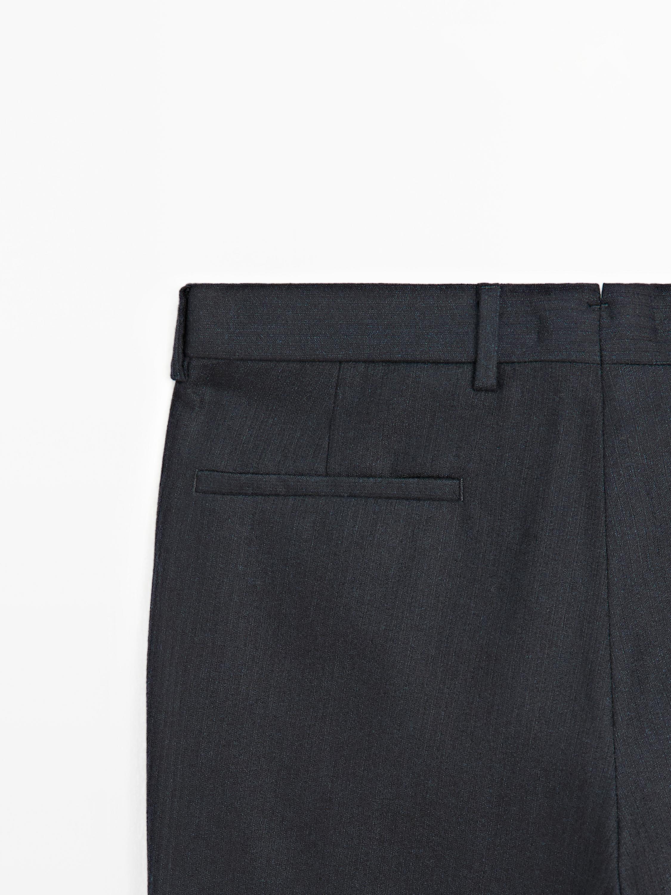 100% wool corduroy-effect flannel trousers